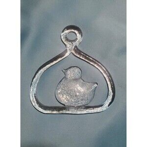 Kosta Boda Sweden Glass Suncatcher Ornament Art Clear Bird Chick